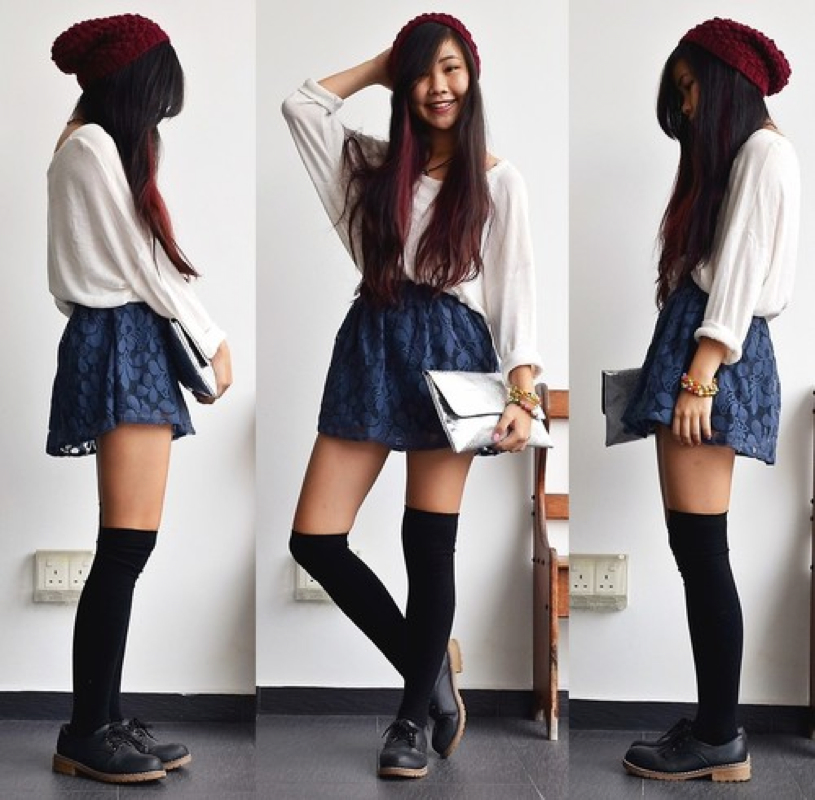 Long socks with skirt - Elise's Blog